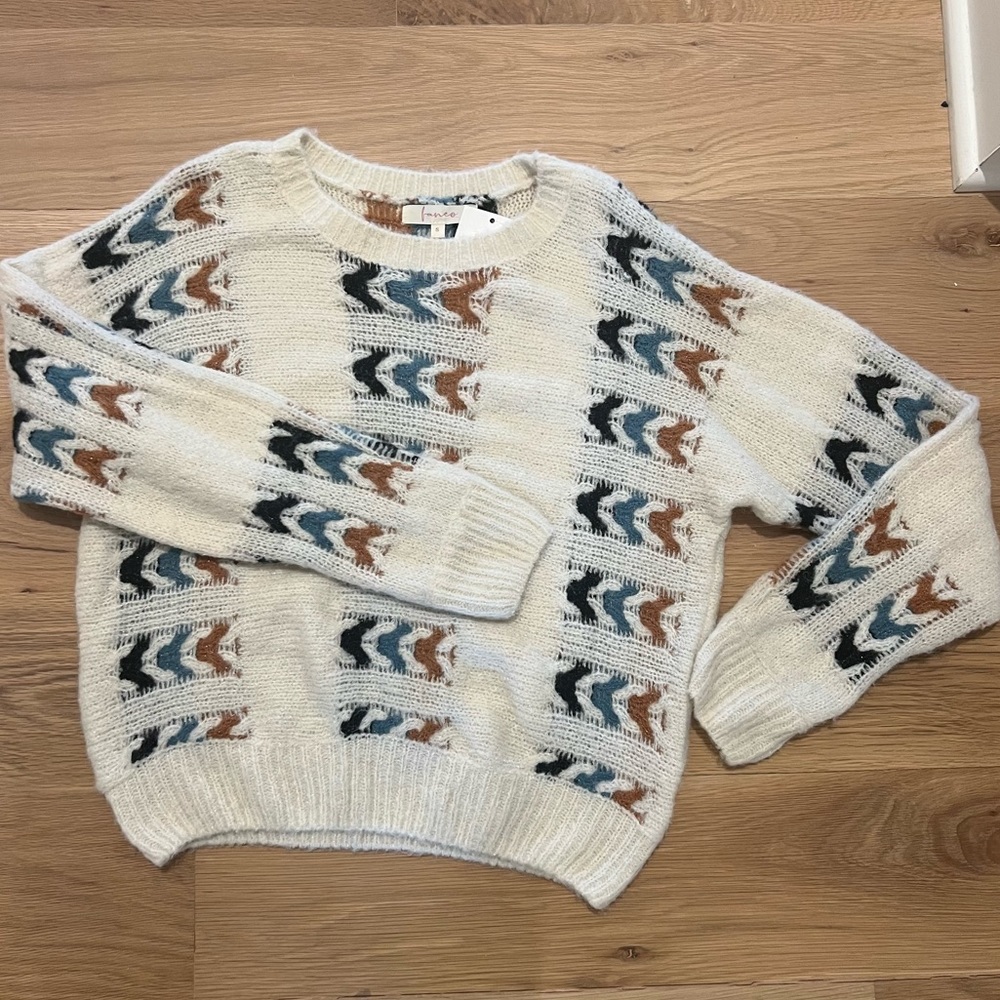 mix stitch, multi color sweater. adult small. Fanco brand, bought at Wrapsody.